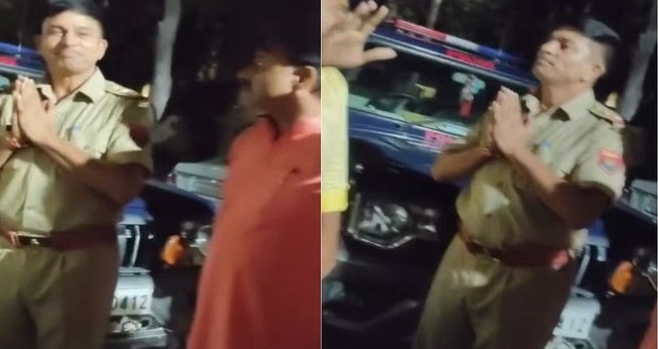 Mainpuri News:महिलाओं के सामने हाथ जोड़कर भागती नजर आई मैनपुरी पुलिस